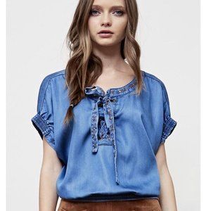 NEW Boundless North BNCI Embroidered Denim Top